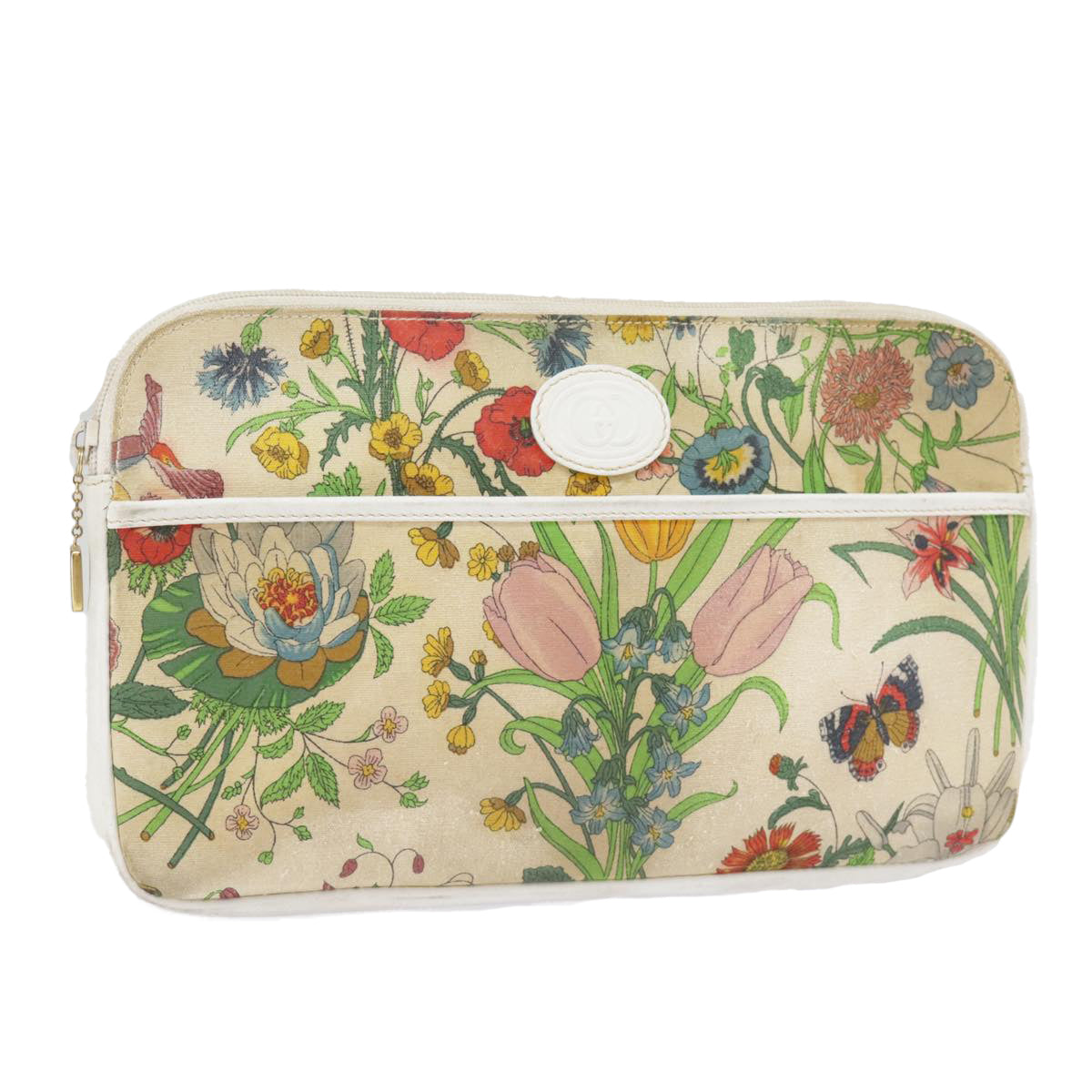GUCCI Flora Clutch Bag Canvas Multicolor Gold 004 87 0142 bs19633