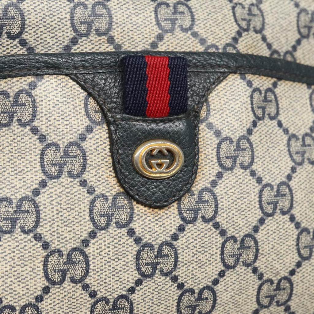 GUCCI GG Supreme Sherry Line Shoulder Bag PVC Navy Red 116 02 089 bs19638
