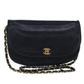 CHANEL Chain Shoulder Bag Lamb Skin Black Gold CC bs19645