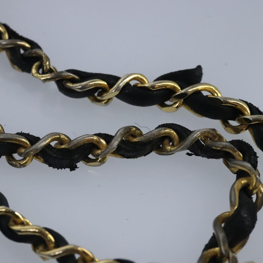 CHANEL Chain Shoulder Bag Lamb Skin Black Gold CC bs19645