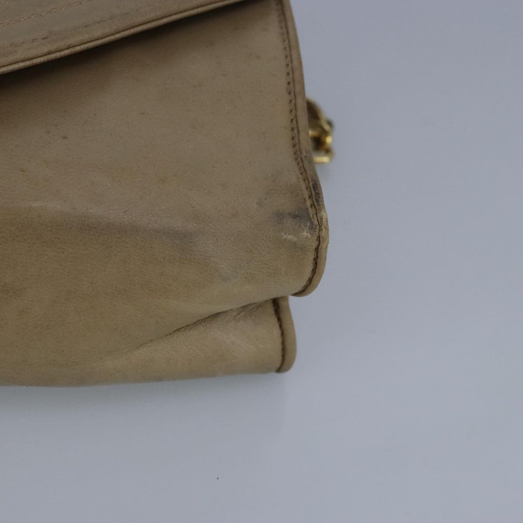CHANEL Chain Shoulder Bag Lamb Skin Beige Gold CC bs19652