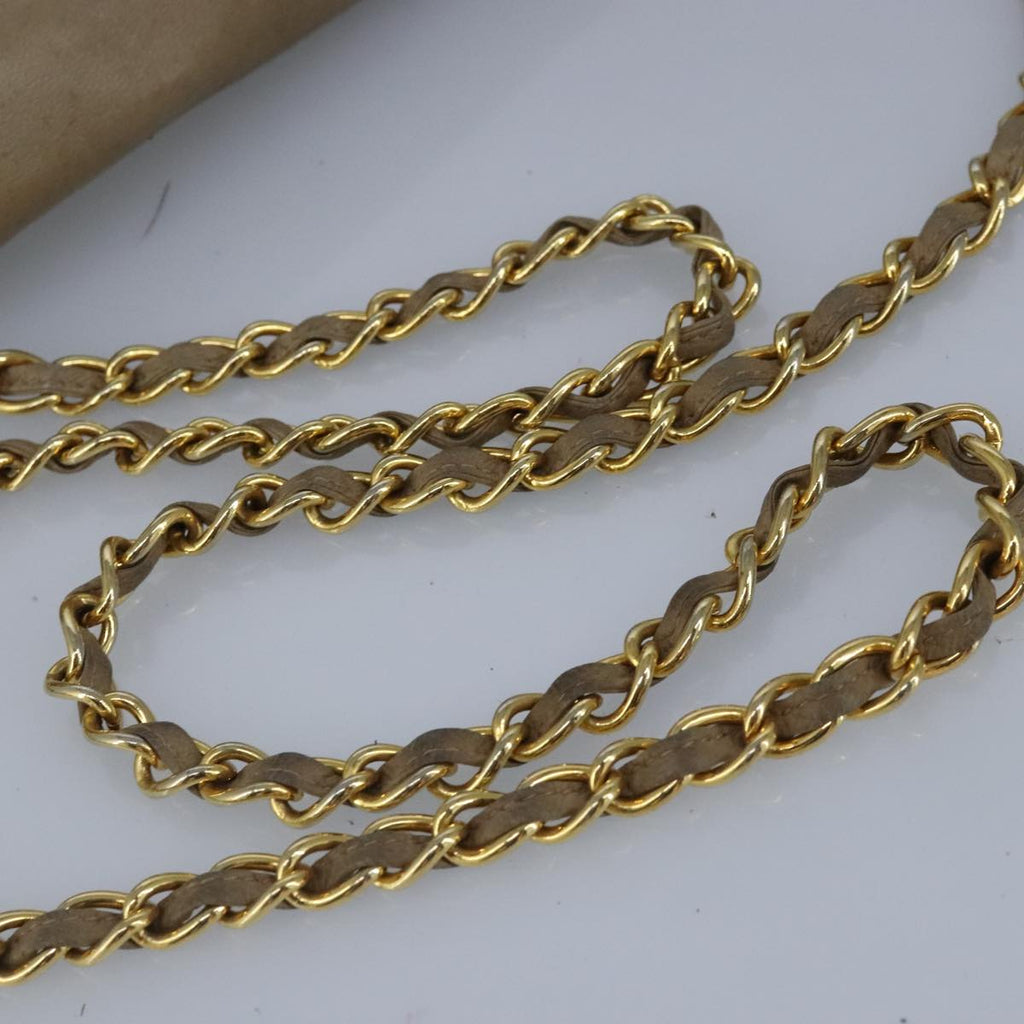CHANEL Chain Shoulder Bag Lamb Skin Beige Gold CC bs19652
