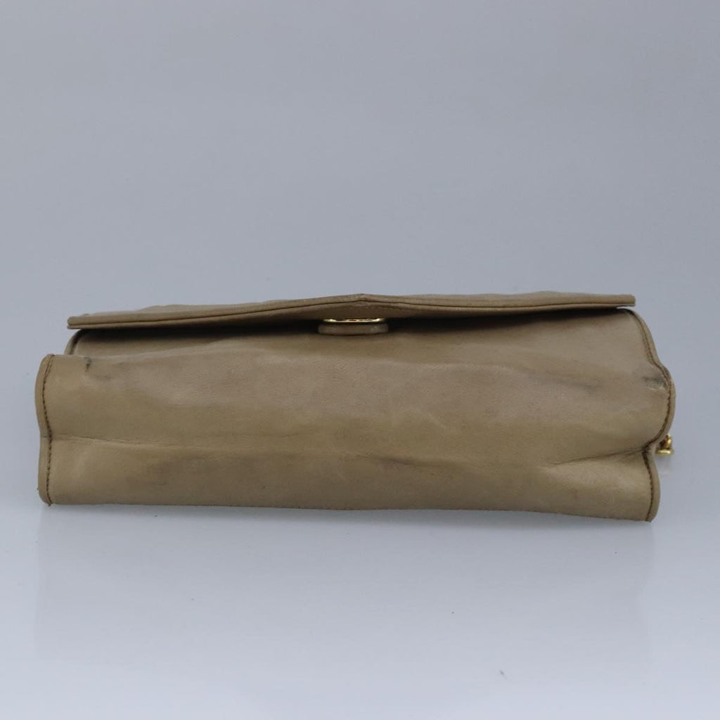 CHANEL Chain Shoulder Bag Lamb Skin Beige Gold CC bs19652