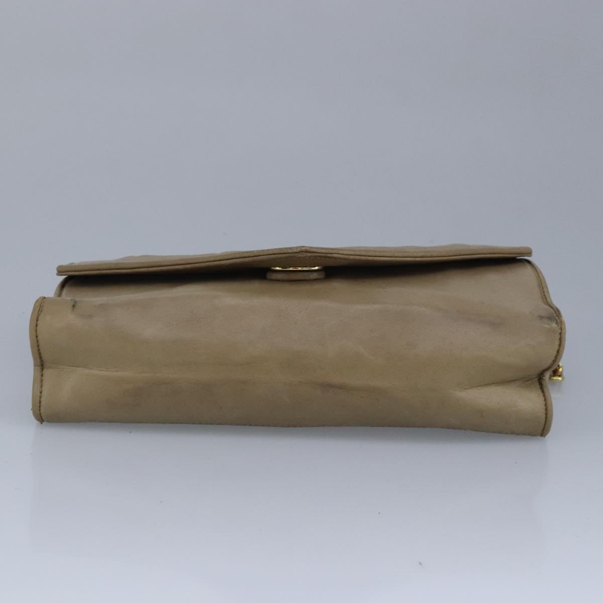 CHANEL Chain Shoulder Bag Lamb Skin Beige Gold CC bs19652