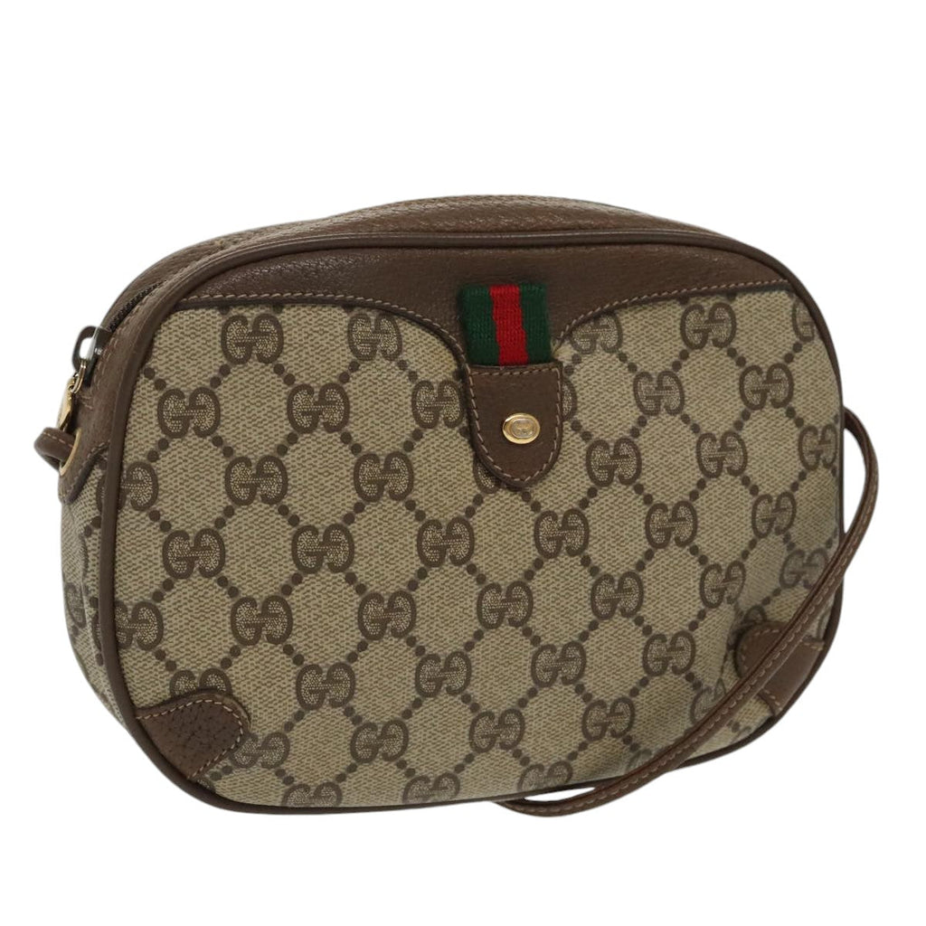 GUCCI GG Supreme Web Sherry Line Shoulder Bag PVC Beige 89 02 066 bs19662