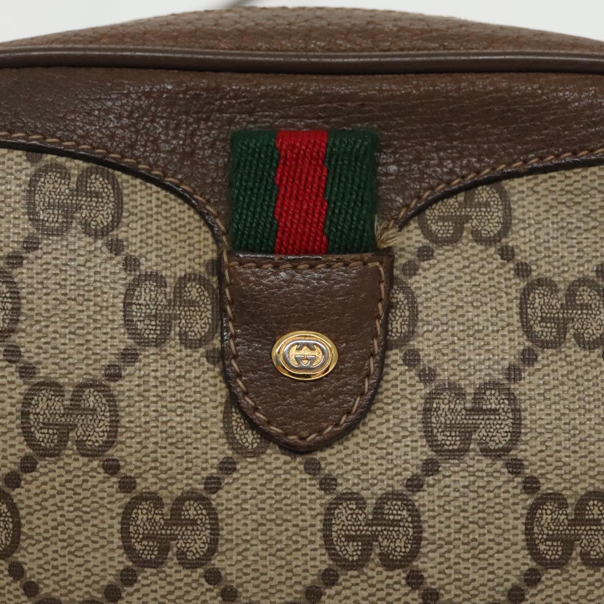 GUCCI GG Supreme Web Sherry Line Shoulder Bag PVC Beige 89 02 066 bs19662