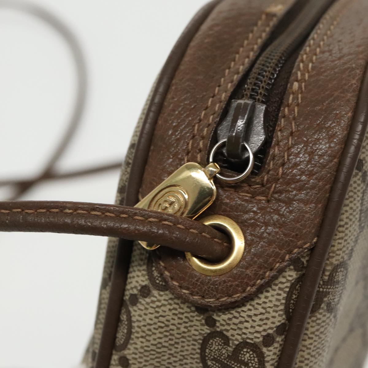 GUCCI GG Supreme Web Sherry Line Shoulder Bag PVC Beige 89 02 066 bs19662