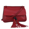 GUCCI Bamboo Daily Shoulder Bag Leather Red Silver 370826 bs19665