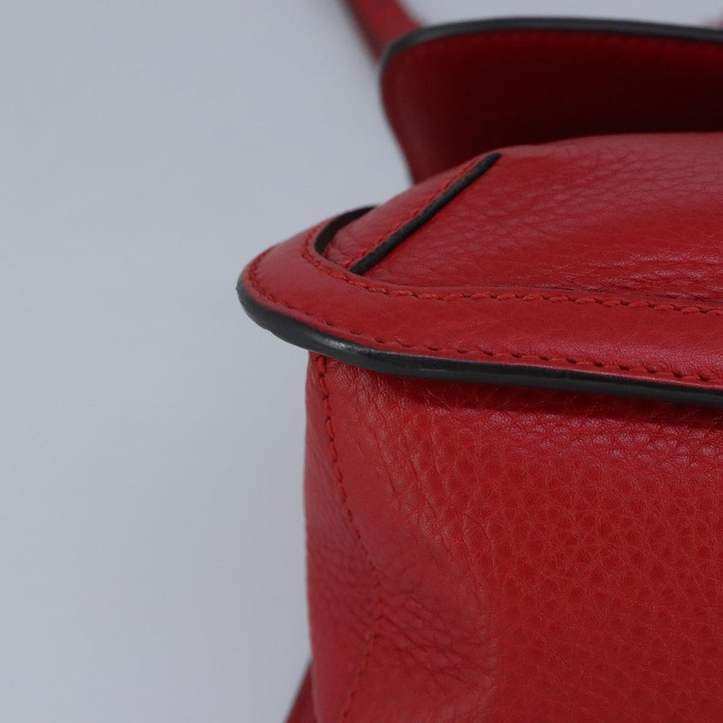 GUCCI Bamboo Daily Shoulder Bag Leather Red Silver 370826 bs19665