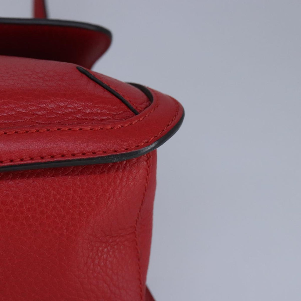 GUCCI Bamboo Daily Shoulder Bag Leather Red Silver 370826 bs19665