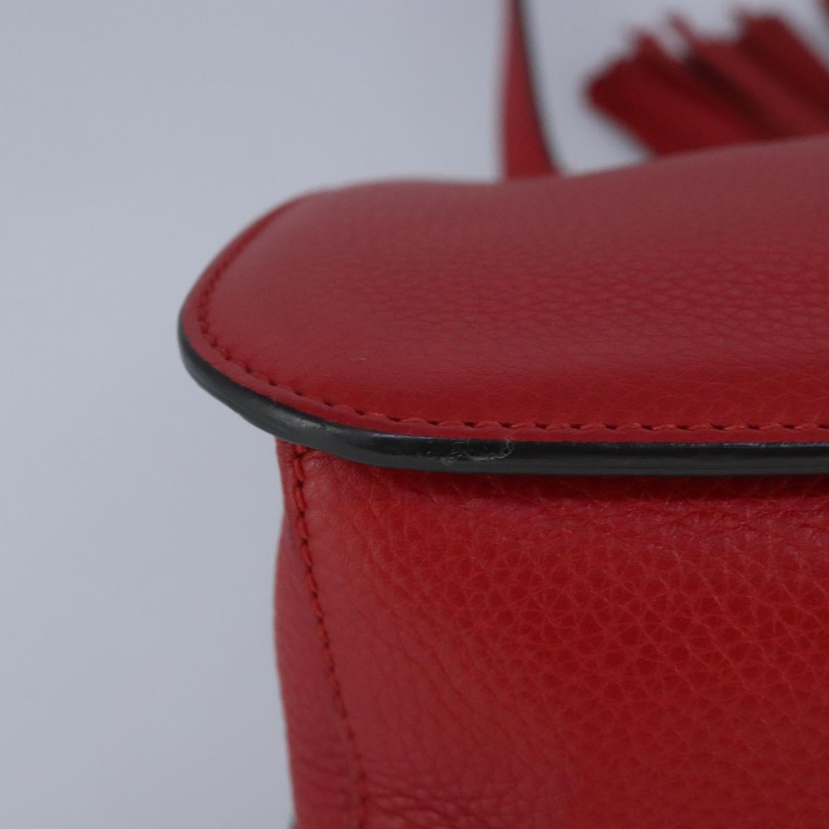 GUCCI Bamboo Daily Shoulder Bag Leather Red Silver 370826 bs19665