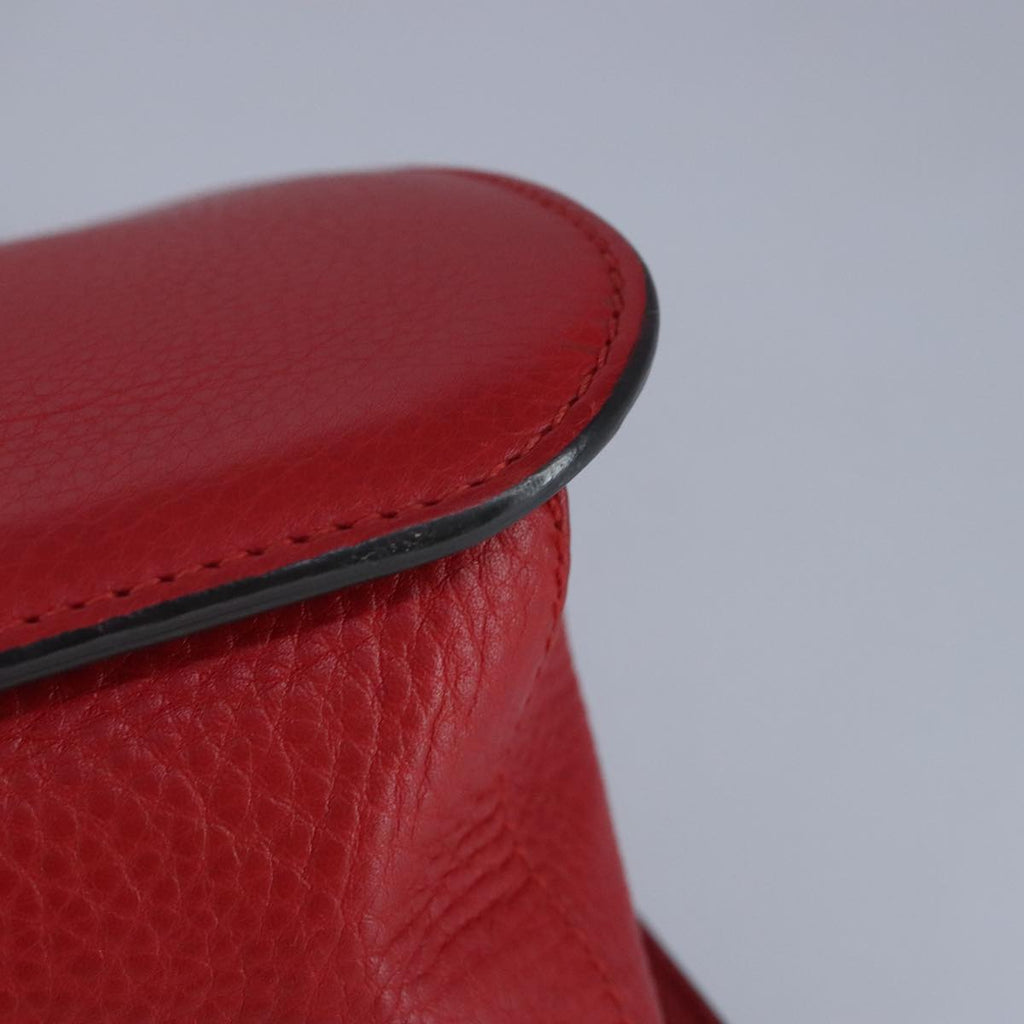GUCCI Bamboo Daily Shoulder Bag Leather Red Silver 370826 bs19665