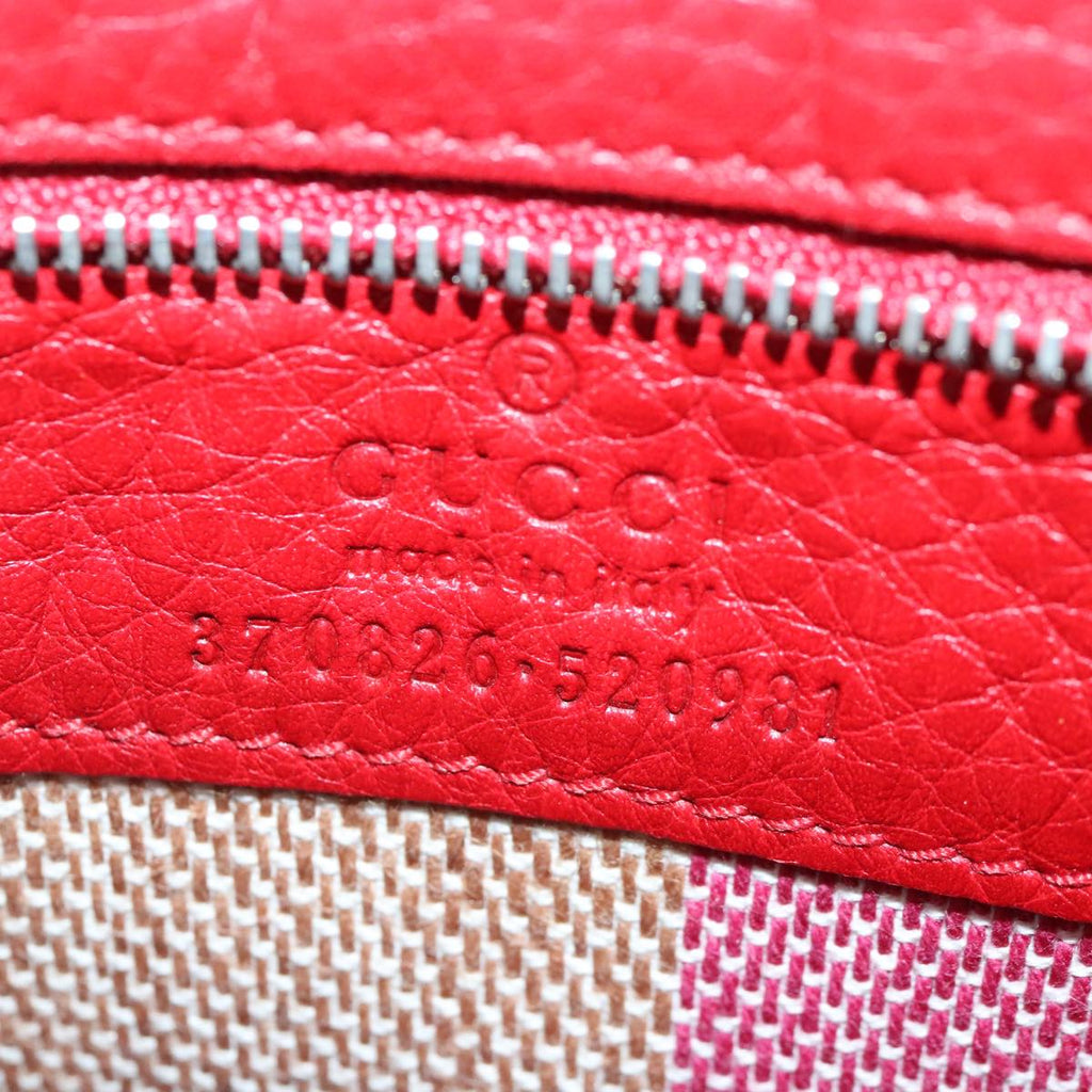 GUCCI Bamboo Daily Shoulder Bag Leather Red Silver 370826 bs19665