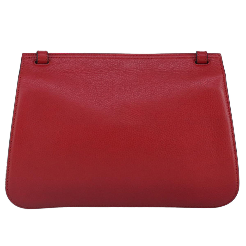 GUCCI Bamboo Daily Shoulder Bag Leather Red Silver 370826 bs19665