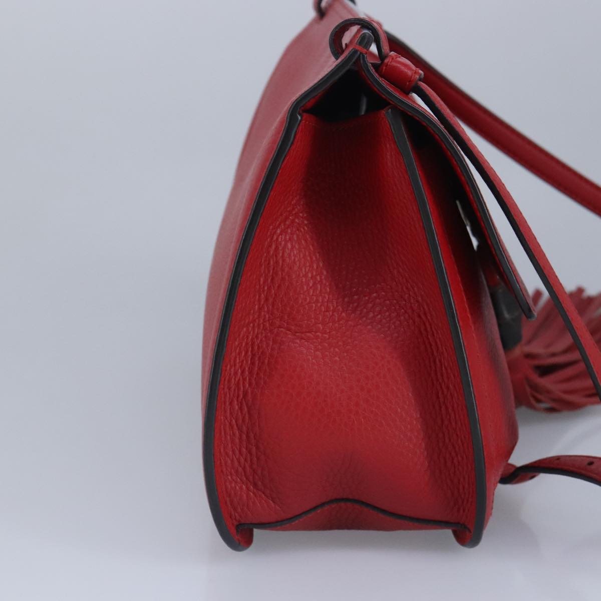 GUCCI Bamboo Daily Shoulder Bag Leather Red Silver 370826 bs19665