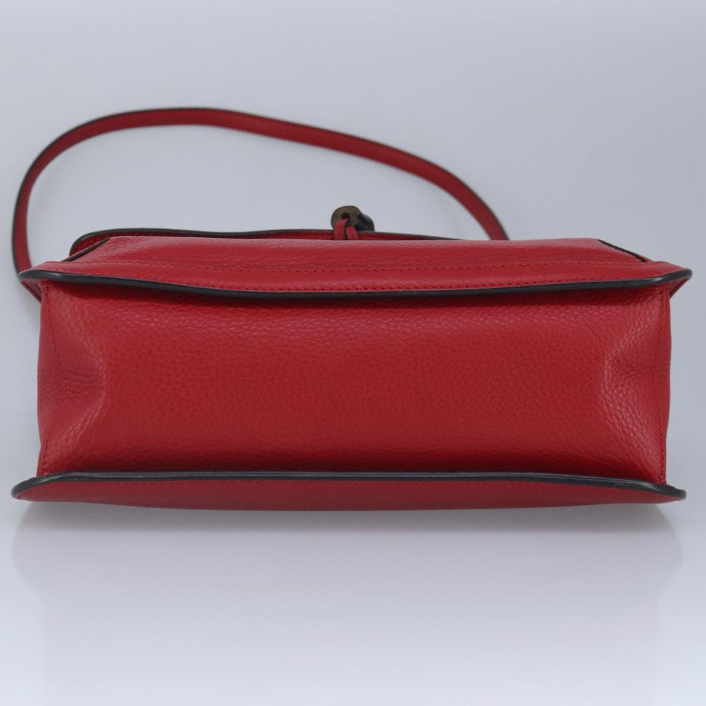 GUCCI Bamboo Daily Shoulder Bag Leather Red Silver 370826 bs19665