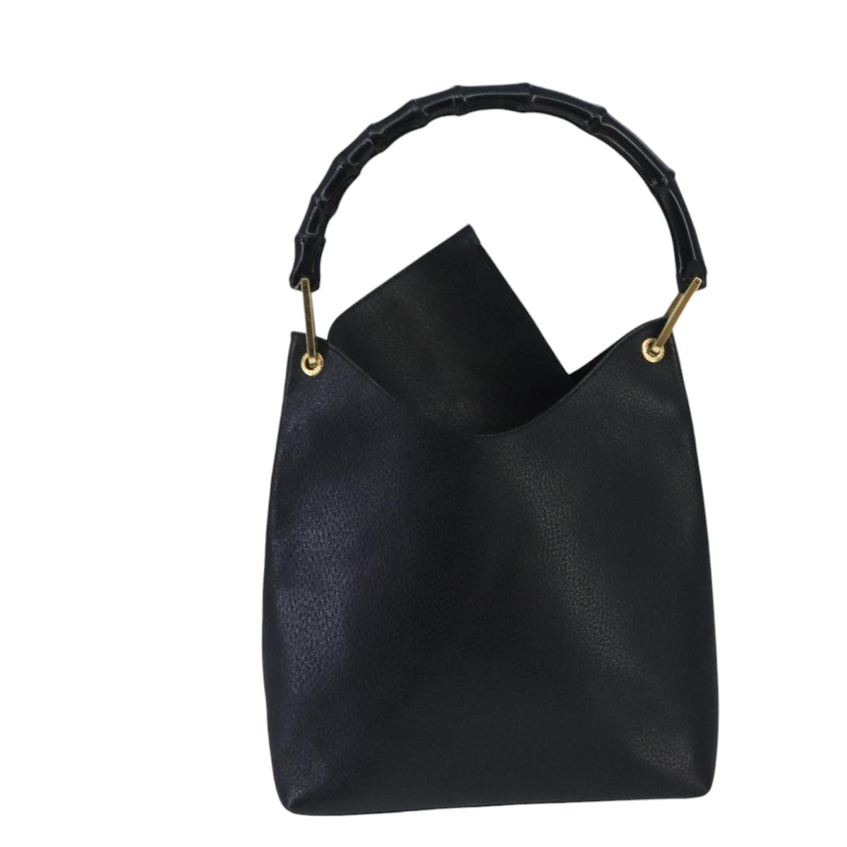 GUCCI Bamboo Shoulder Bag Leather Black Gold 001 1880 bs19671