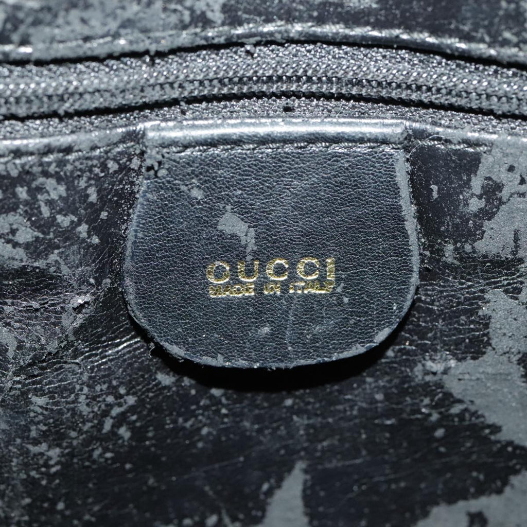GUCCI Hand Bag Leather 2way Black Gold bs19673