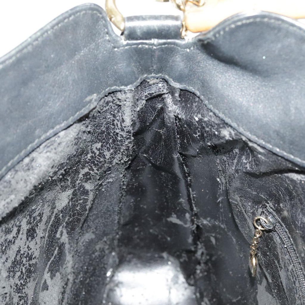GUCCI Hand Bag Leather 2way Black Gold bs19673