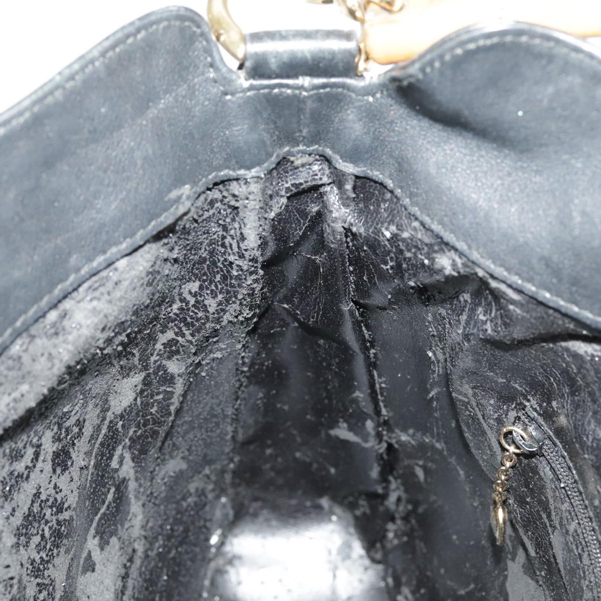 GUCCI Hand Bag Leather 2way Black Gold bs19673