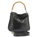 GUCCI Hand Bag Leather 2way Black Gold bs19673