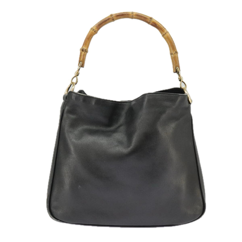 GUCCI Hand Bag Leather 2way Black Gold bs19673