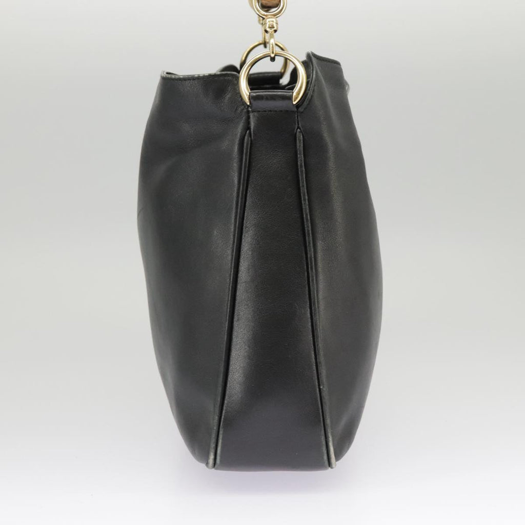 GUCCI Hand Bag Leather 2way Black Gold bs19673