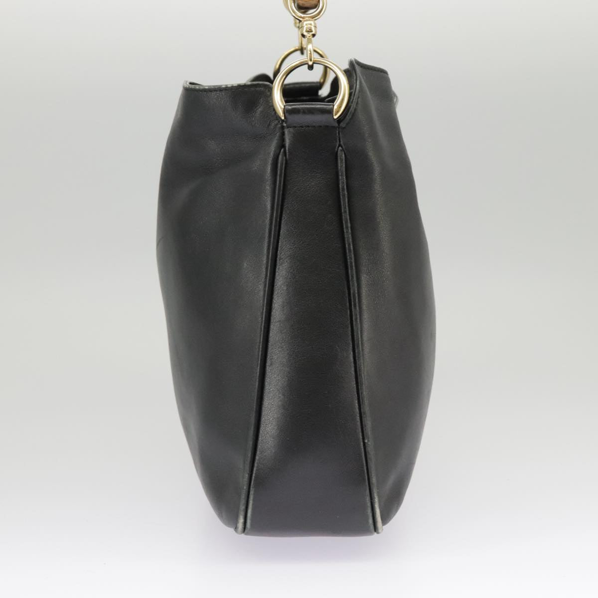 GUCCI Hand Bag Leather 2way Black Gold bs19673