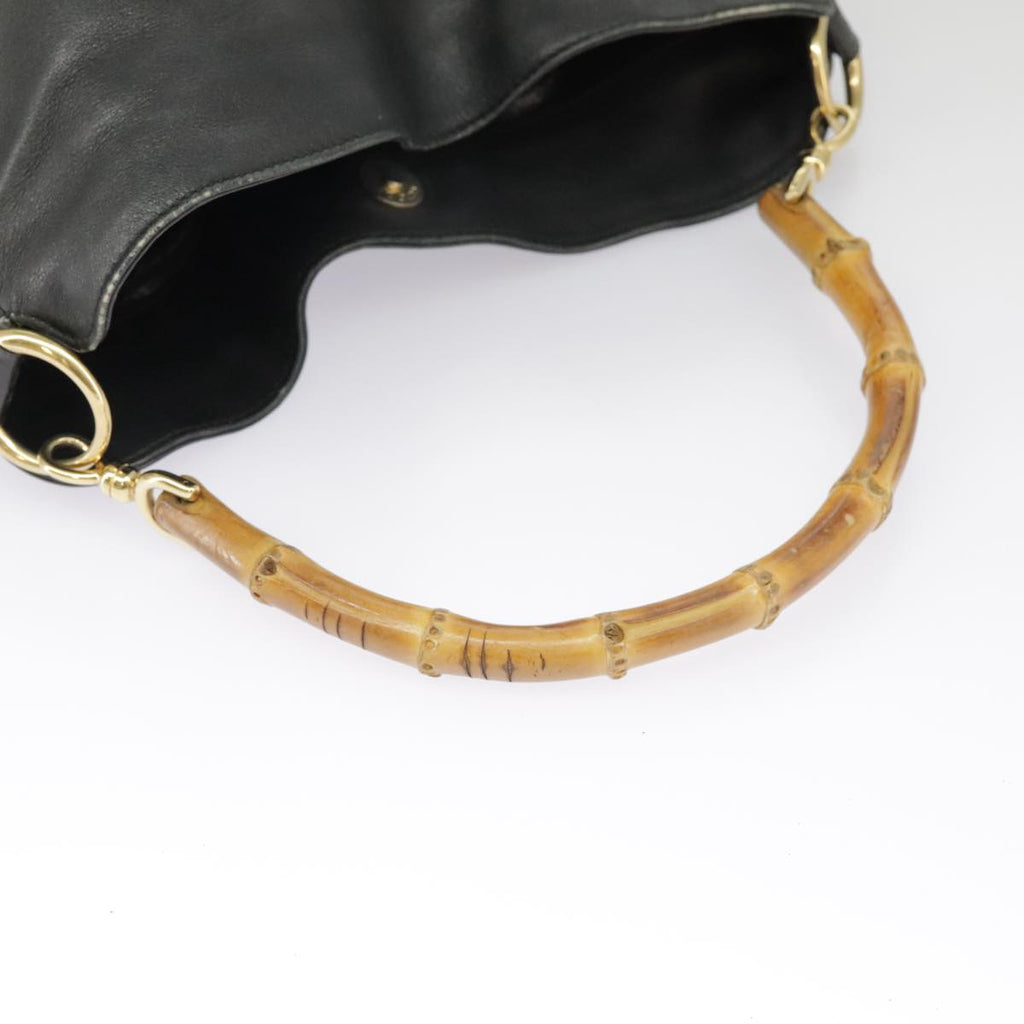 GUCCI Hand Bag Leather 2way Black Gold bs19673
