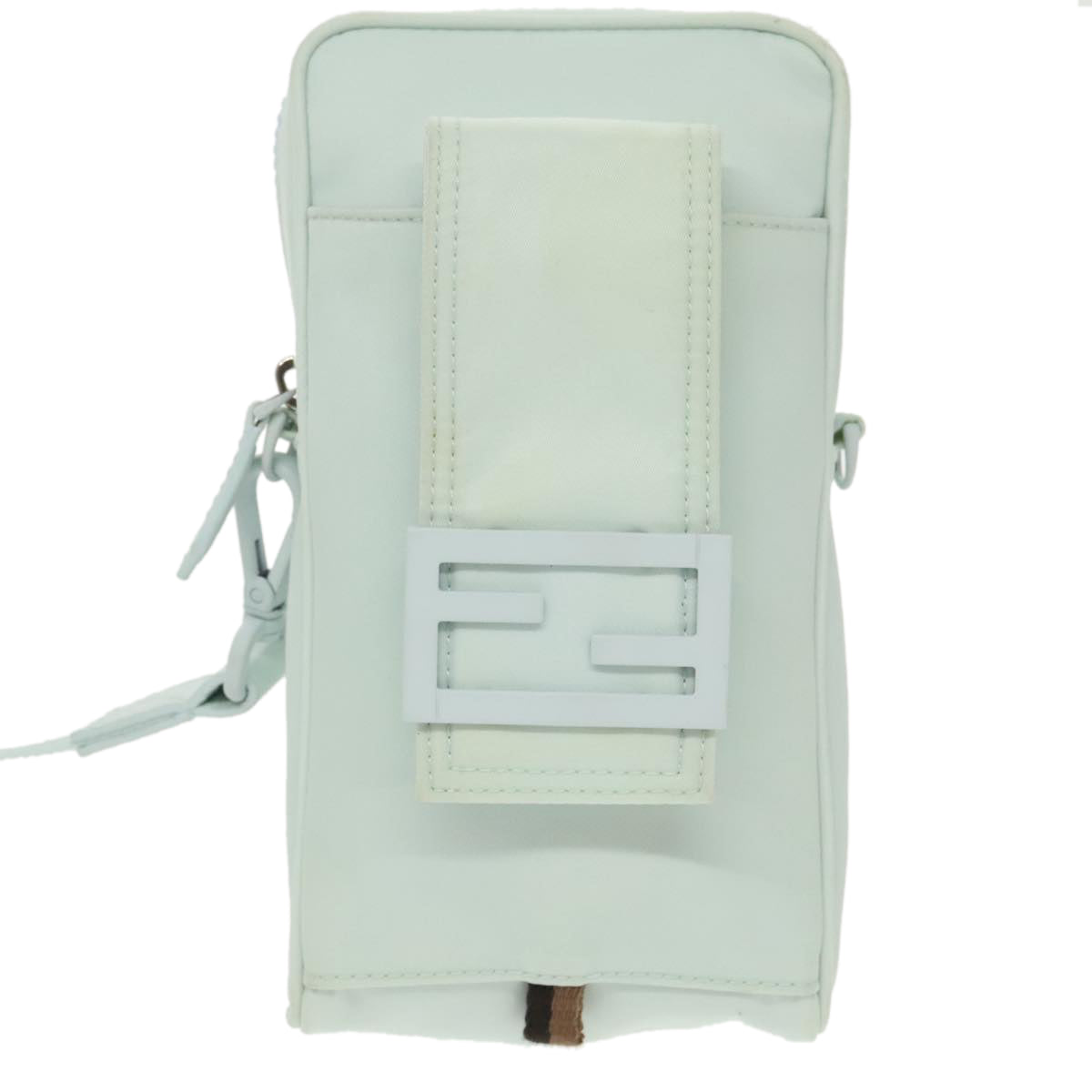 FENDI Shoulder Bag Nylon Light Blue Silver bs19694