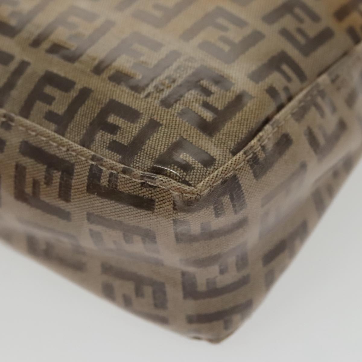 FENDI Zucchino Canvas Hand Bag Gold Brown bs19698