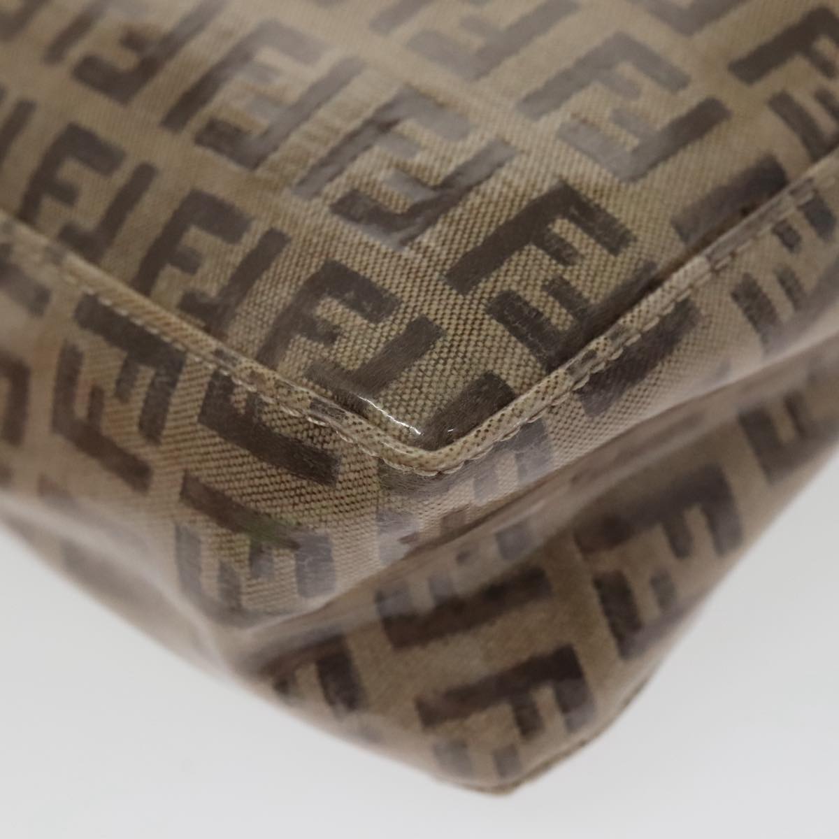 FENDI Zucchino Canvas Hand Bag Gold Brown bs19698