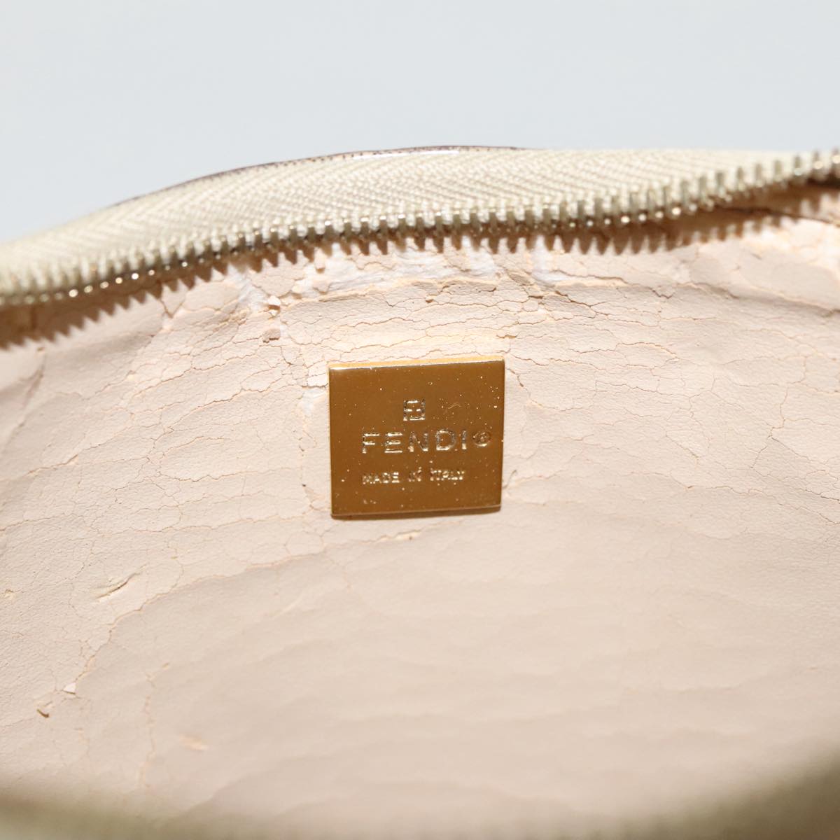 FENDI Zucchino Canvas Hand Bag Gold Brown bs19698