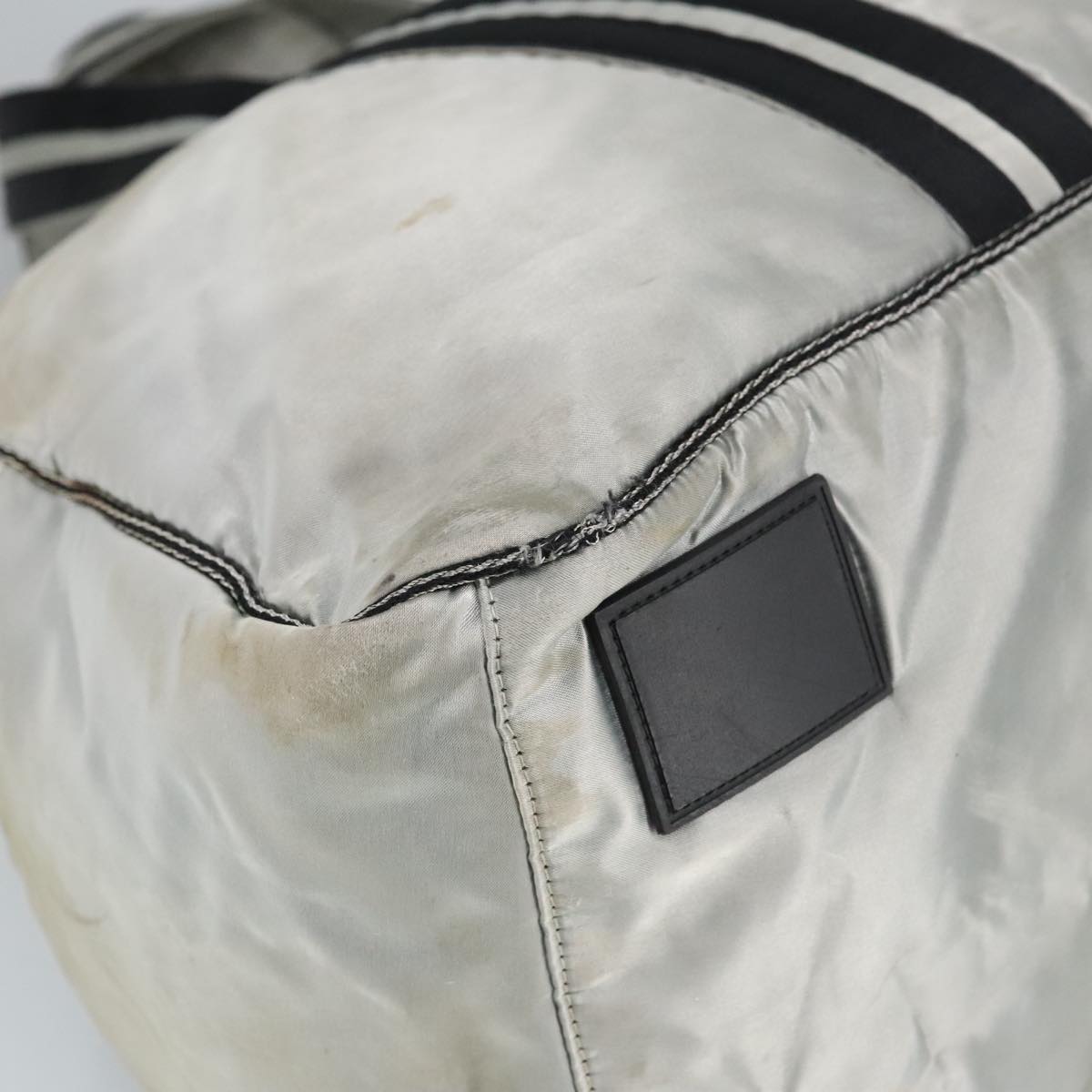 CHANEL Sports Boston Bag Canvas Silver Black CC bs19744