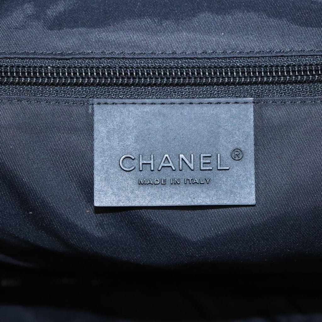 CHANEL Sports Boston Bag Canvas Silver Black CC bs19744