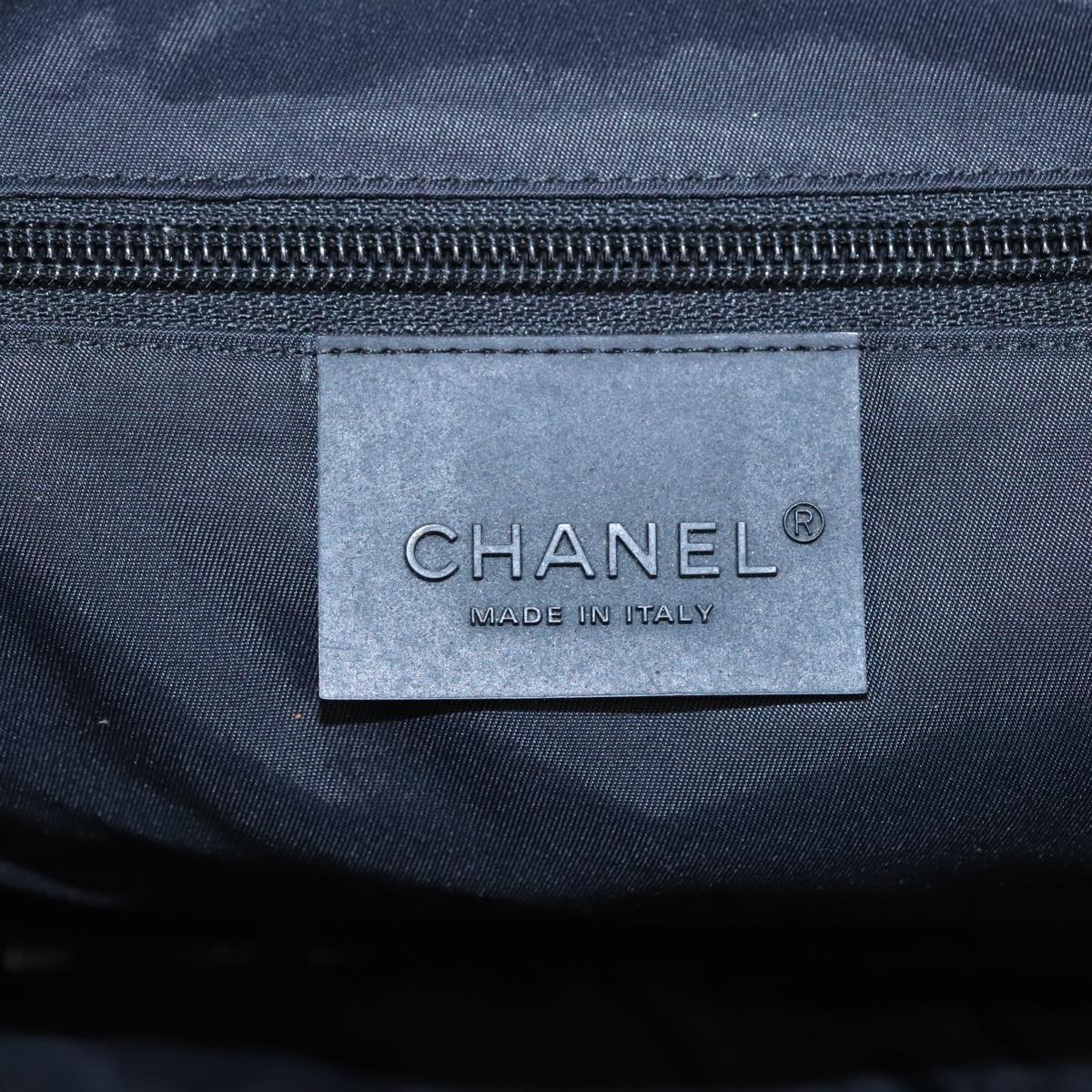 CHANEL Sports Boston Bag Canvas Silver Black CC bs19744