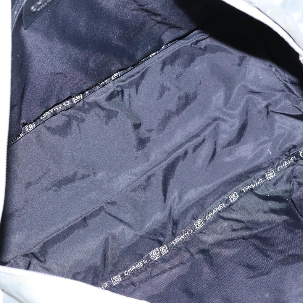 CHANEL Sports Boston Bag Canvas Silver Black CC bs19744