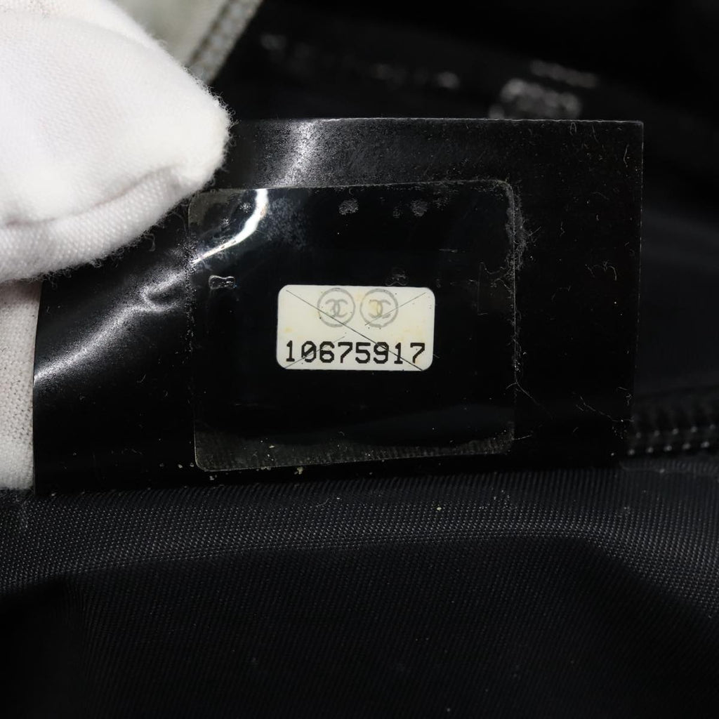 CHANEL Sports Boston Bag Canvas Silver Black CC bs19744