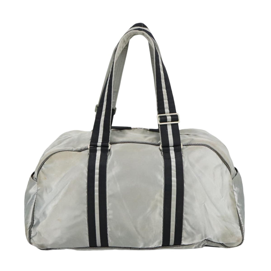 CHANEL Sports Boston Bag Canvas Silver Black CC bs19744
