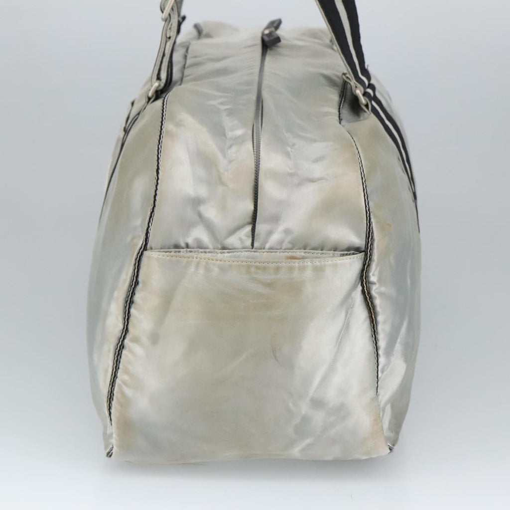 CHANEL Sports Boston Bag Canvas Silver Black CC bs19744