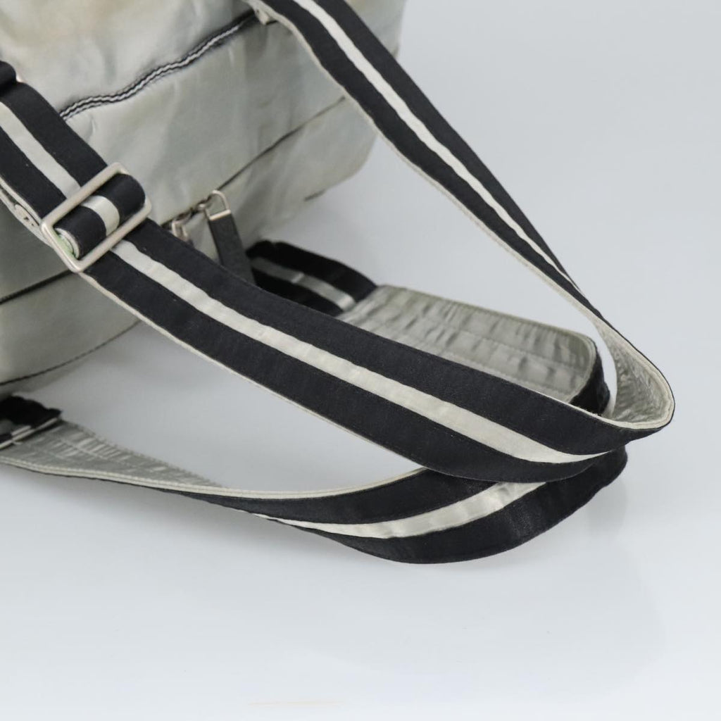 CHANEL Sports Boston Bag Canvas Silver Black CC bs19744
