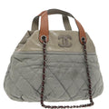 CHANEL Matelasse Hand Bag Leather 2way Gray CC bs19745