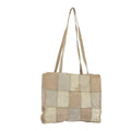 CHANEL Choco Bar Tote Bag Suede Beige Silver CC bs19748