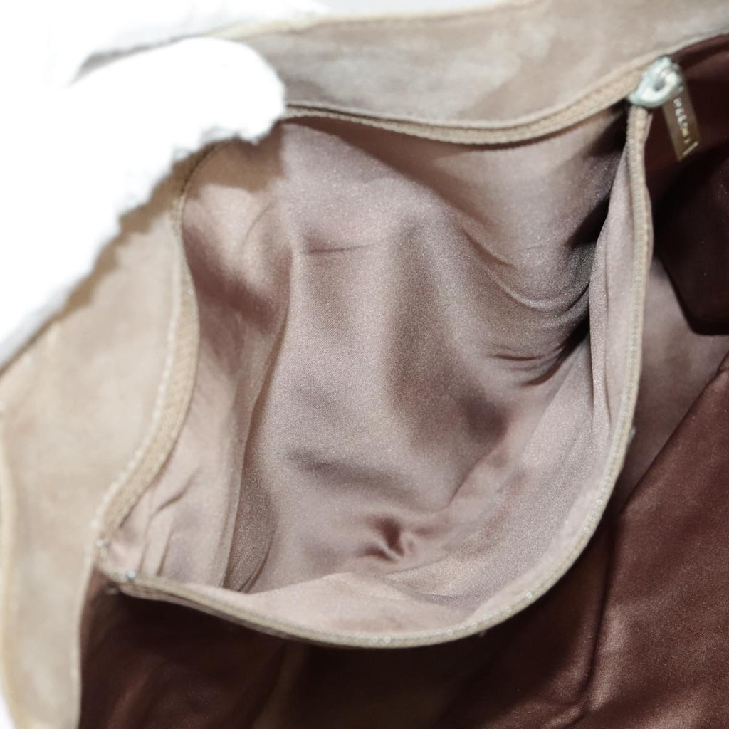 CHANEL Choco Bar Tote Bag Suede Beige Silver CC bs19748
