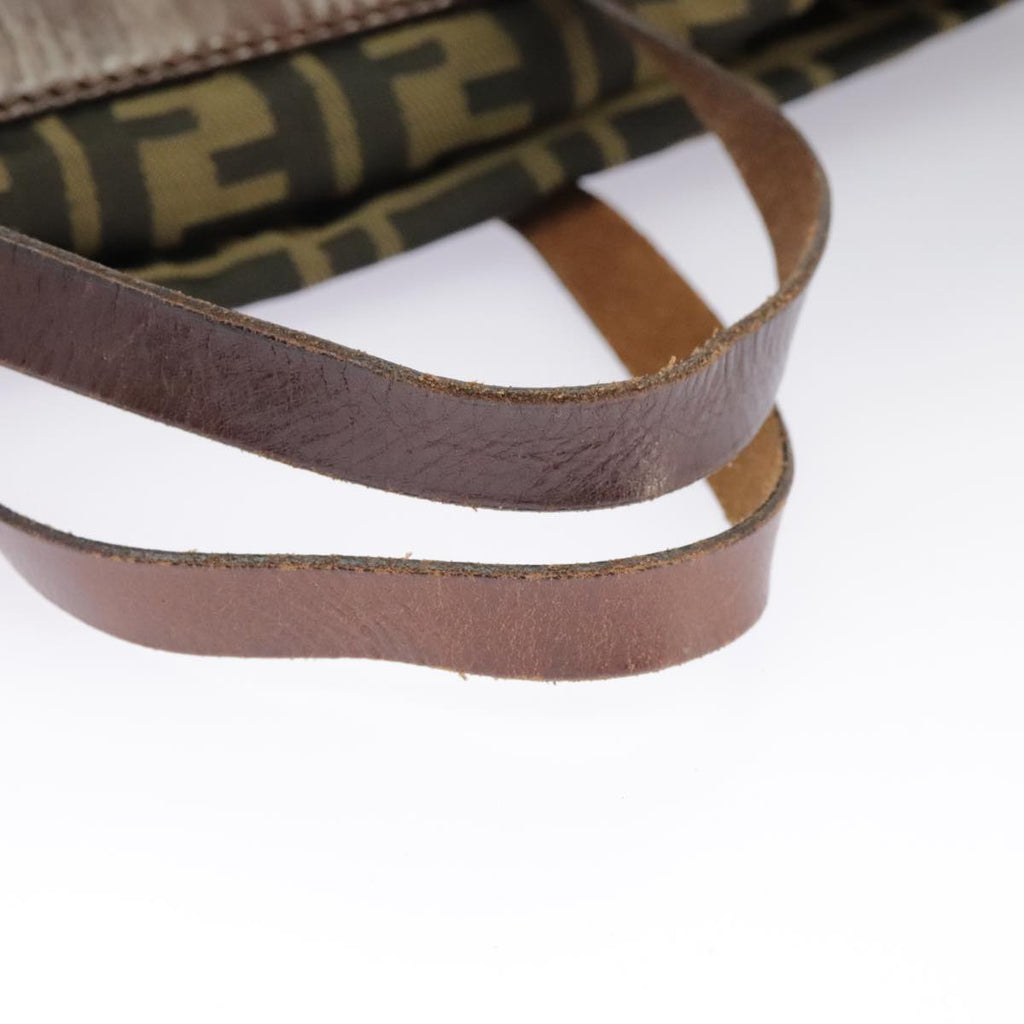 FENDI Zucca Canvas Hand Bag Brown Black Gold bs19756