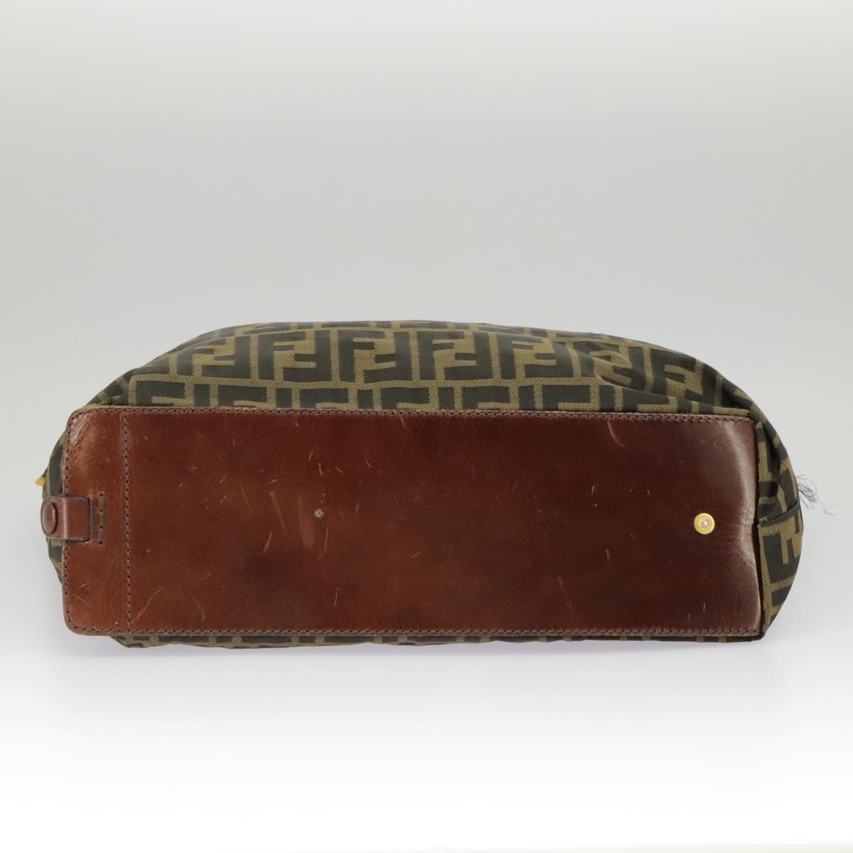 FENDI Zucca Canvas Hand Bag Brown Black Gold bs19756