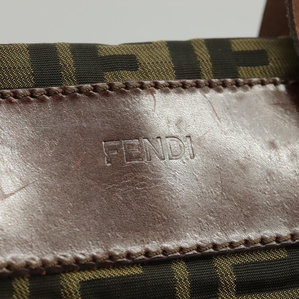 FENDI Zucca Canvas Hand Bag Brown Black Gold bs19756