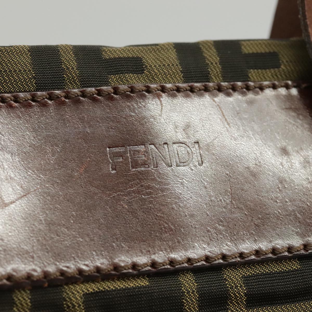 FENDI Zucca Canvas Hand Bag Brown Black Gold bs19756