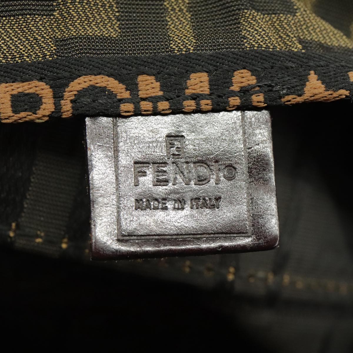 FENDI Zucca Canvas Hand Bag Brown Black Gold bs19756