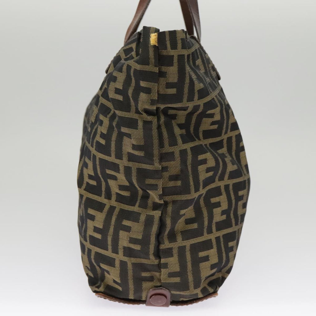 FENDI Zucca Canvas Hand Bag Brown Black Gold bs19756